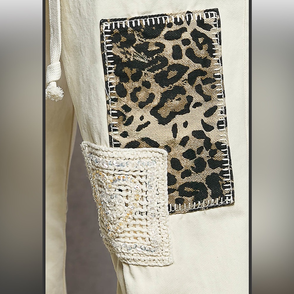 POL Cream Twill Pants with Patchwork - Picture 6 of 8